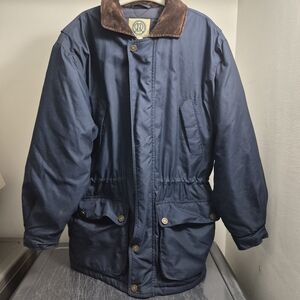 Navy Blue Women's Jacket with Brown Collar